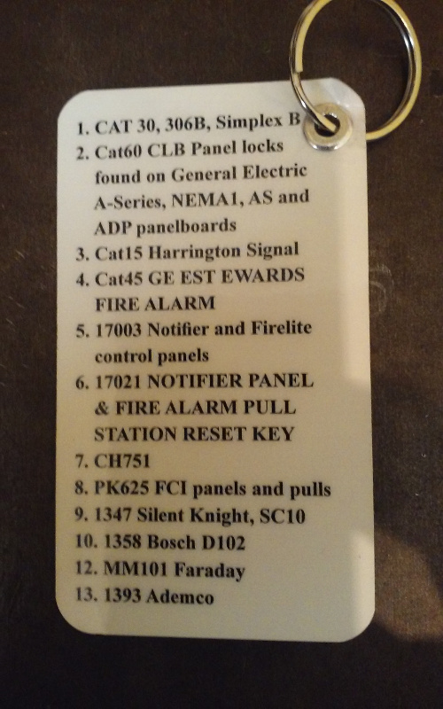CAT 60 Gamewell Fire Alarm Key 